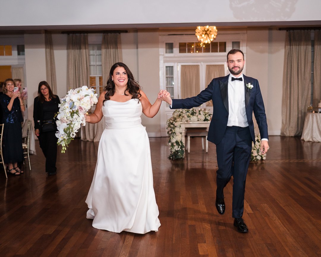 bride groom walking into reception heritage club Bethpage