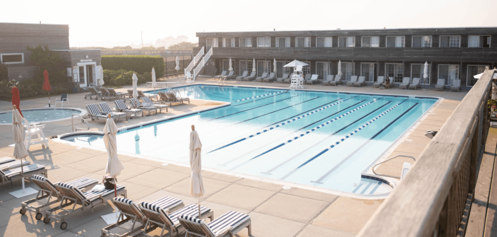 Exterior and pool view of the Bridgehampton.