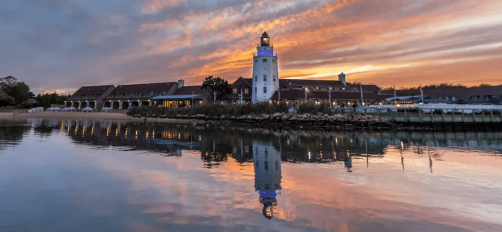 Majestic reflection of the lighthouse at Montauk Yacht Club.