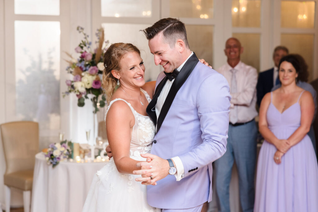 Bride and groom first dance at Allegria Hotel wedding.