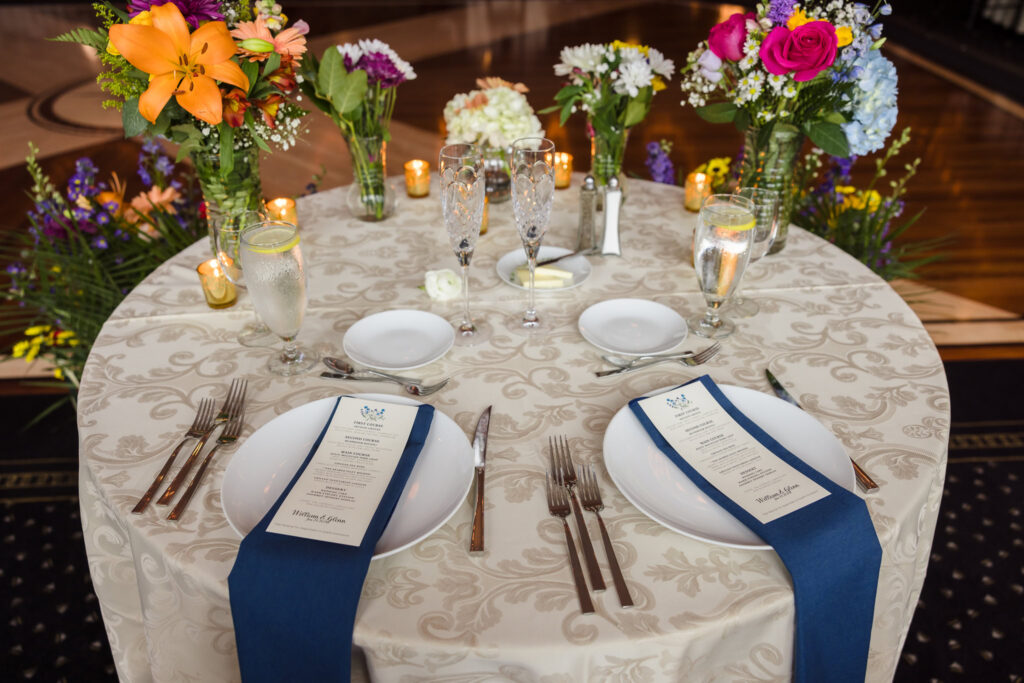 table for couple at Land's End waterfront catering