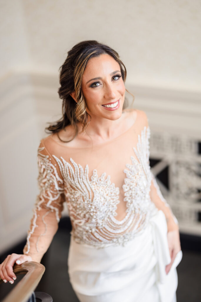 bride on staircase of The Lannin