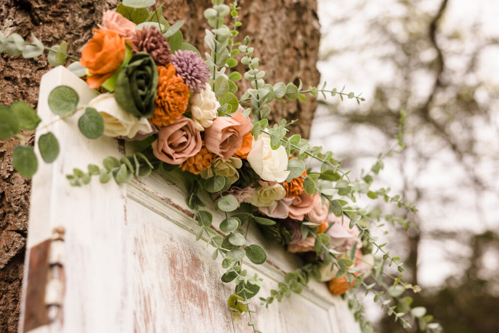 Decorations at wedding ceremony at Bates House. 