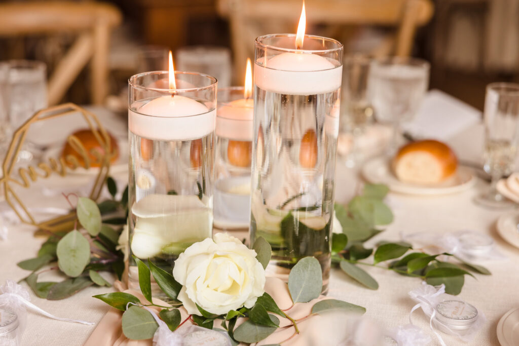 Candles on table at East Wind Long Island