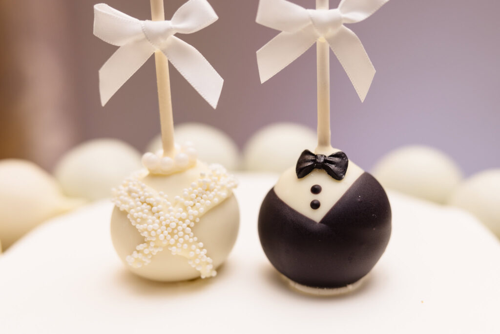 Bride and groom cake pop at The WaterView.