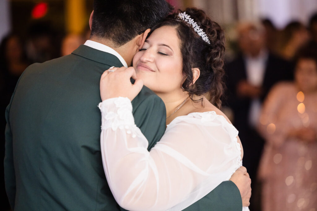 Bride and groom during the first dance at The WaterView at Port Jefferson.