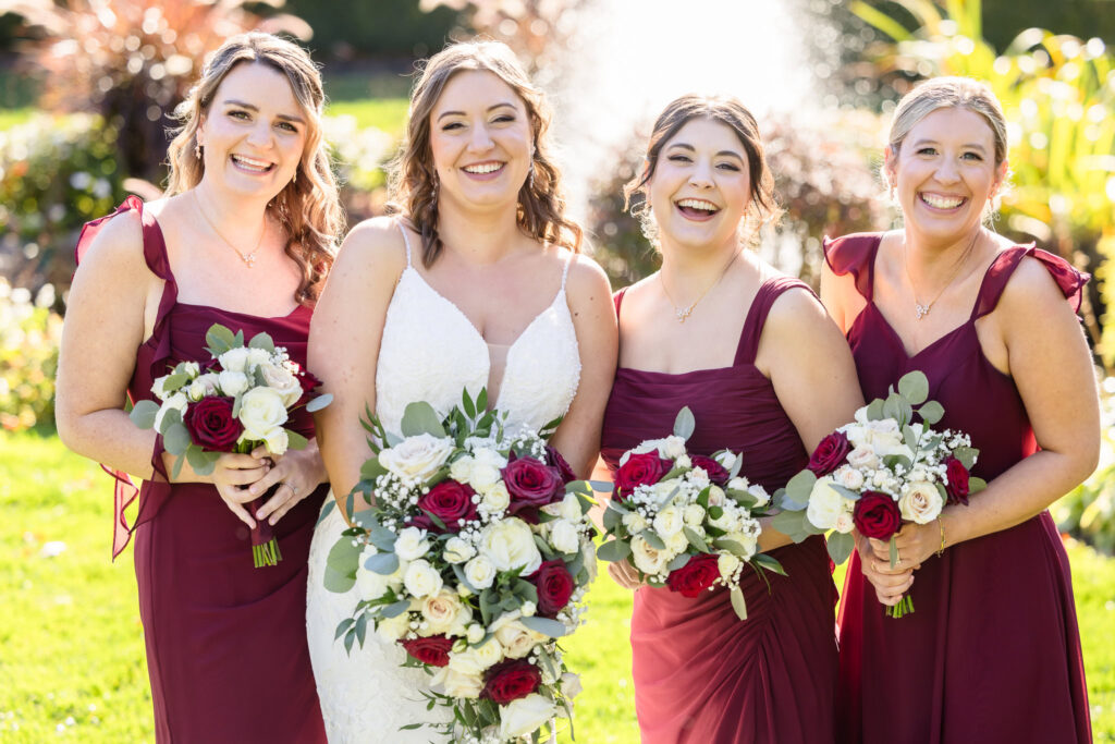 Bridesmaids laughing at The Vineyard at East Wind Long Island. 