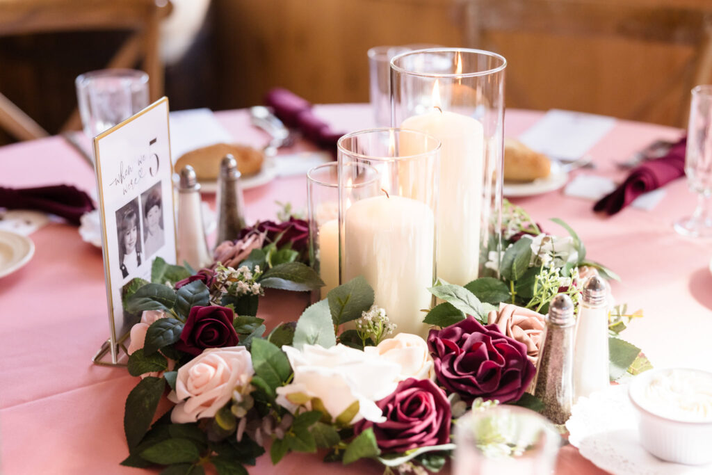 Centerpiece and flowers at The Vineyard at East Wind Long Island. 