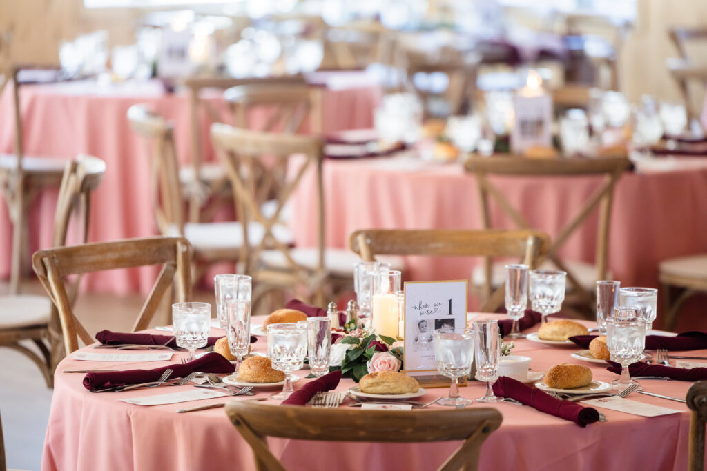 Table settings at The Vineyard at East Wind Long Island. 