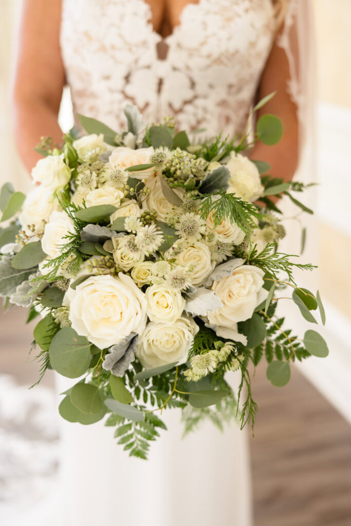 Bride holding her bouquet. 