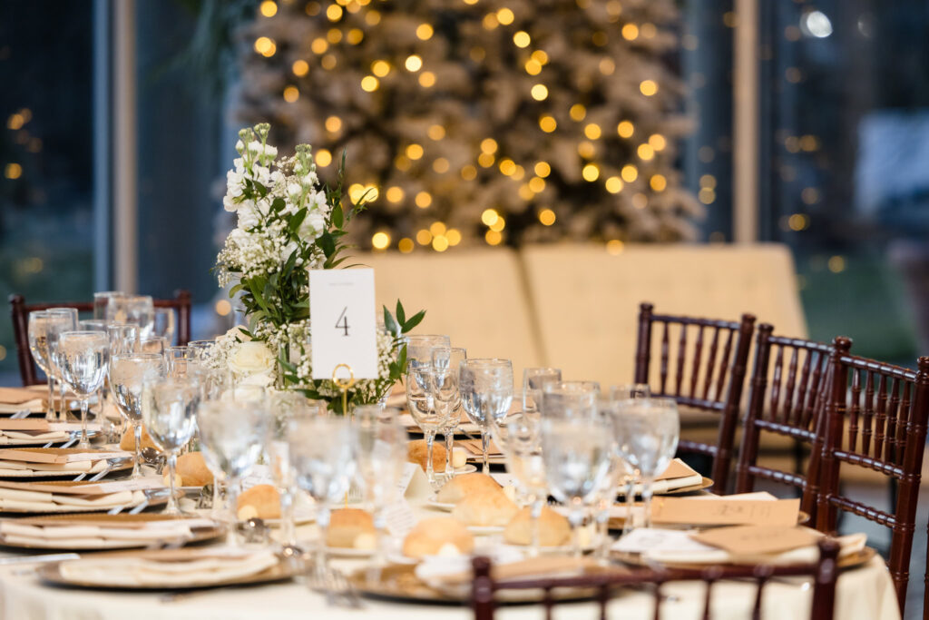 Table at reception at Stonebridge Country Club waiting ready for guests. 