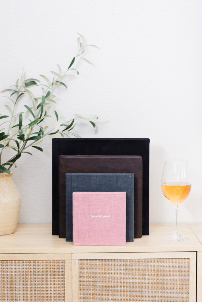 Engagement and wedding album collection in multiple sizes, illustrating why wedding albums matter throughout every chapter of your story.